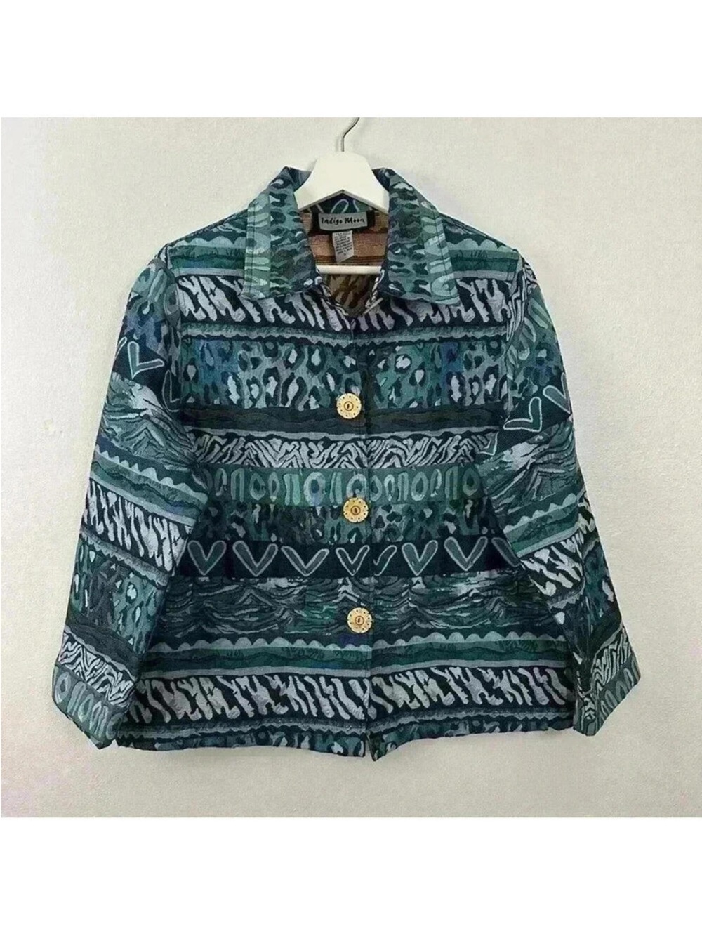 Indigo Moon Women’s Tapestry Button Down Jacket Size S
